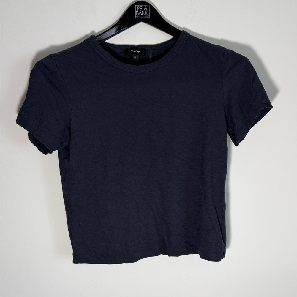 Theory Navy Cropped Short Sleeve Tee